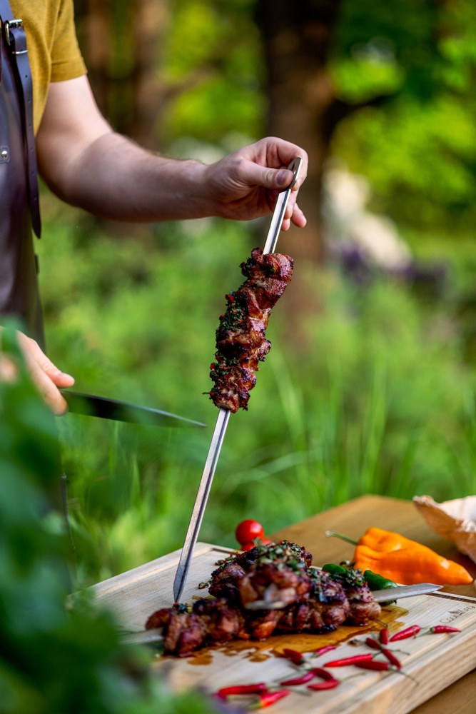 Zubehör 3er-Set Edelstahl Schaschlik-Spieße L 65cm passend für Bandito, Montana X mit Schaschlikring