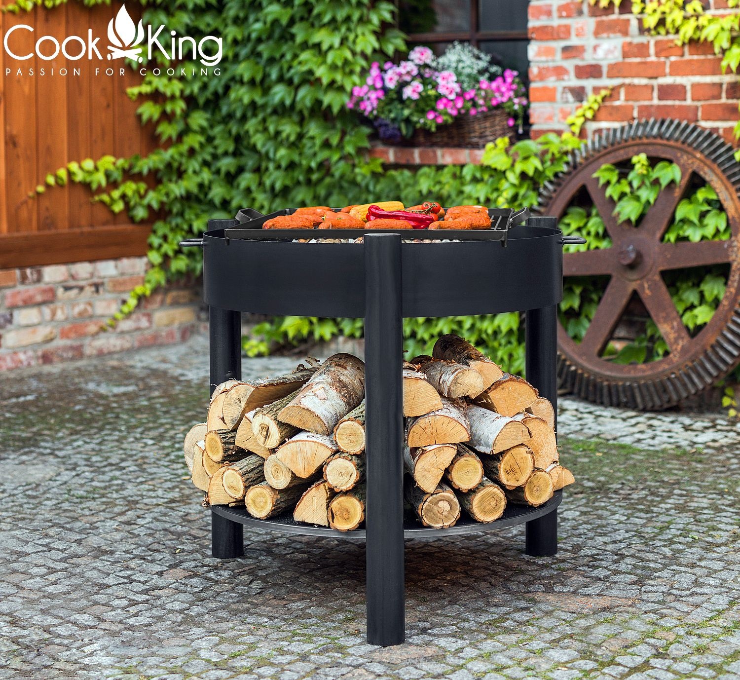 Feuerschale "Montana" high Ø 60 cm Feuerstelle für Garten aus Stahl als Wärmequelle oder Grill