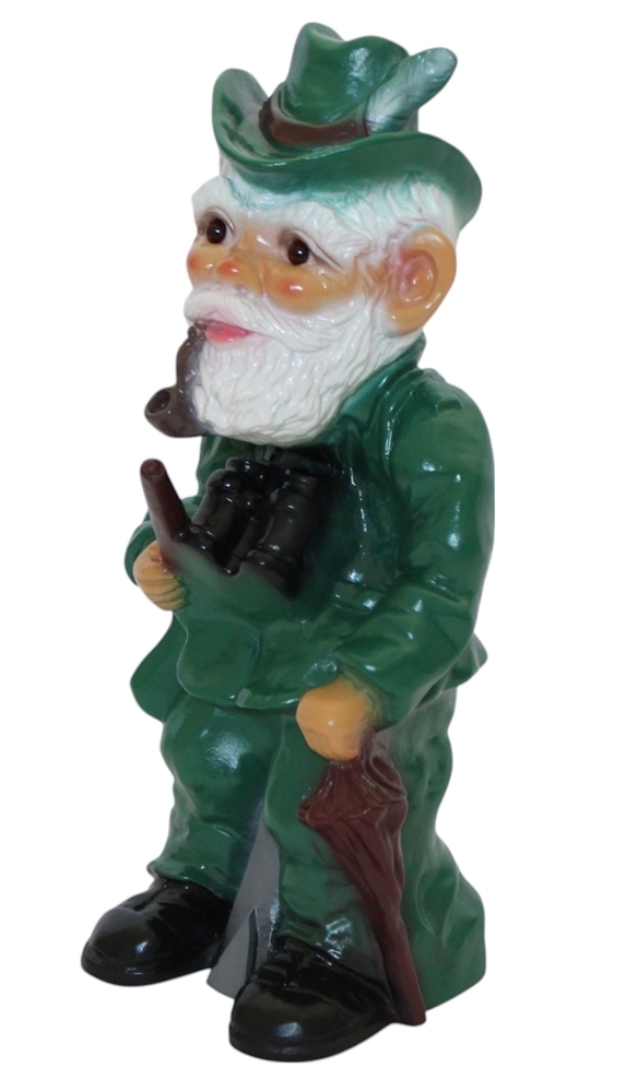 Gartenzwerg Deko Garten Figur Zwerg Förster stehend Flinte und Pfeife aus Kunststoff H 32 cm