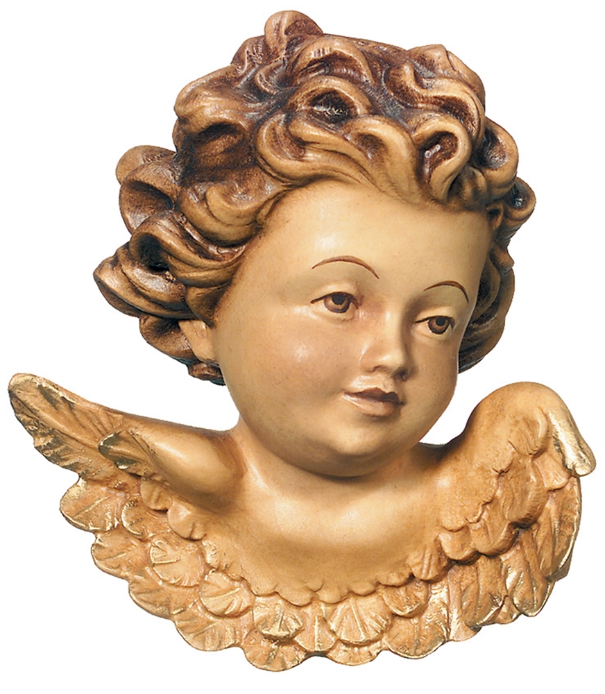 Engel zum aufhängen H 12 cm Schutzengel Engelskopf Holzfigur Deko Statue aus Ahornholz